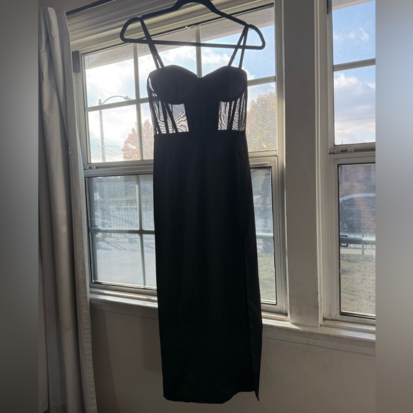 Meshki Talisa Chain Strap Side Split Corset Dress - Black - Picture 6 of 6